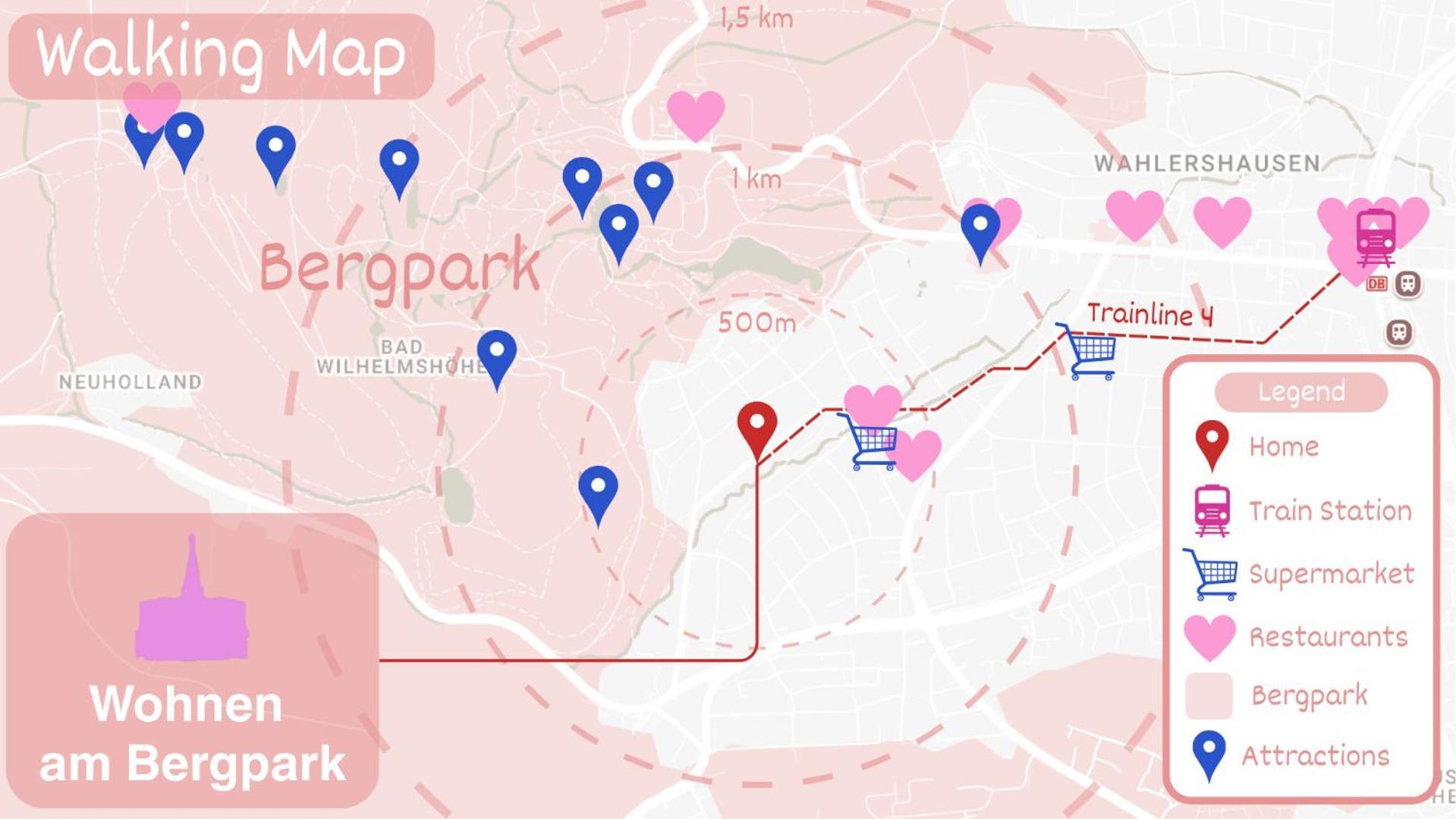 Mit 2 Schlafzimmern Am Bergpark Wilhelmshoehe *